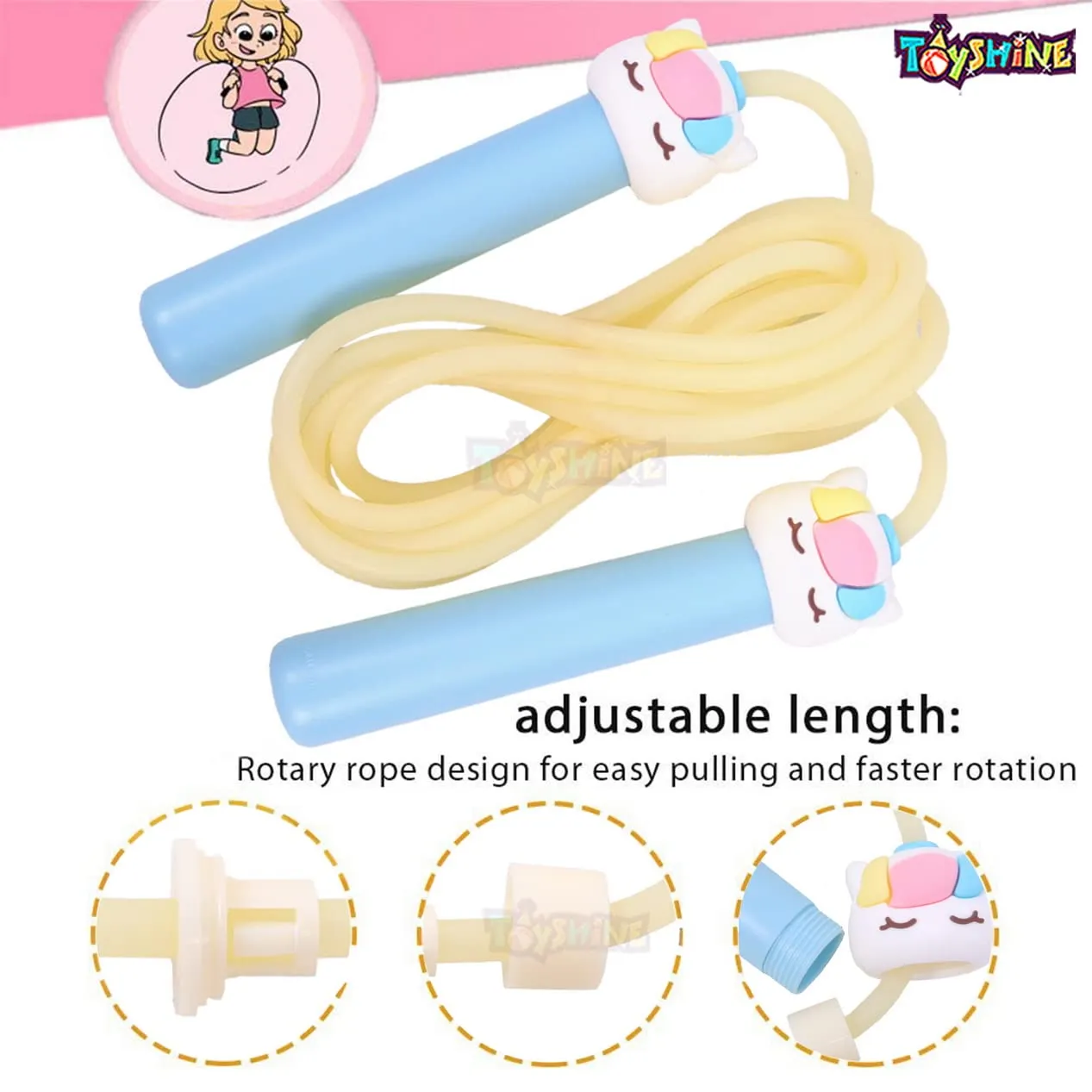 Toyshine Kids Skipping Rope Jump Rope, 6.5 Ft Adjustable Pvc Skipping Rope For Boys And Girls Fitness, Unicorn, Multi