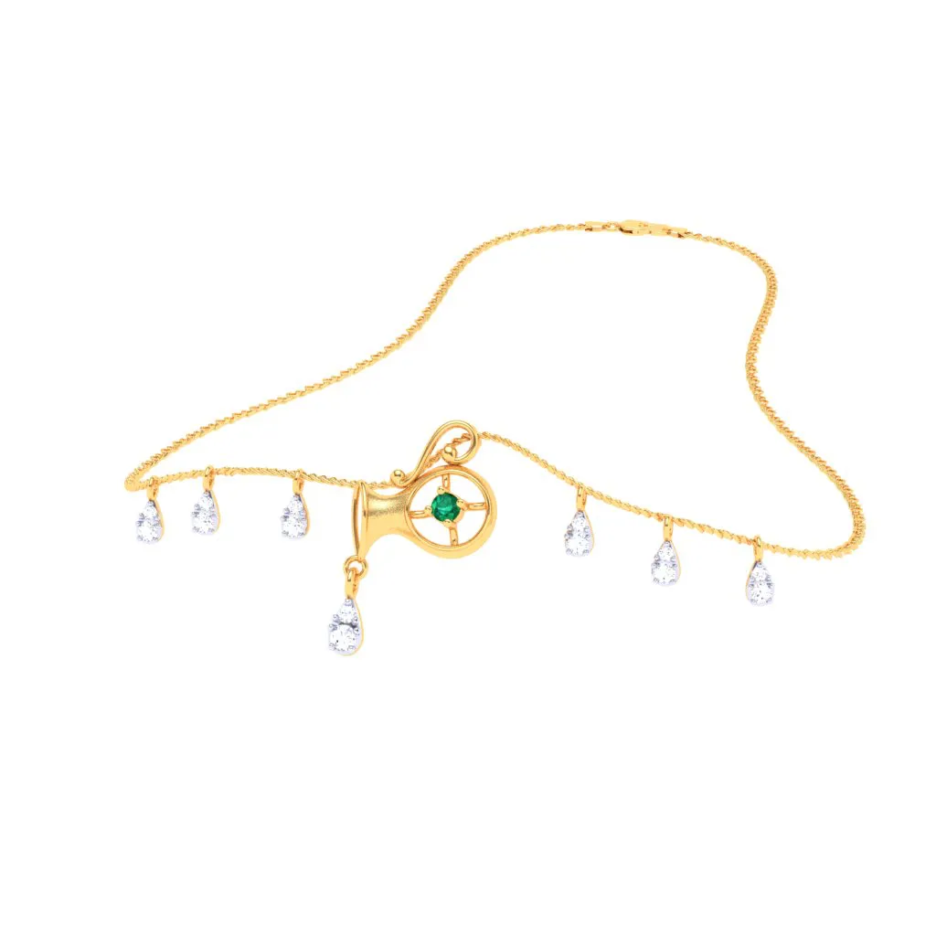 Unique Aquarius Themed 18k Gold And Diamond Necklace From Pc Chandra Online Exclusive Collection