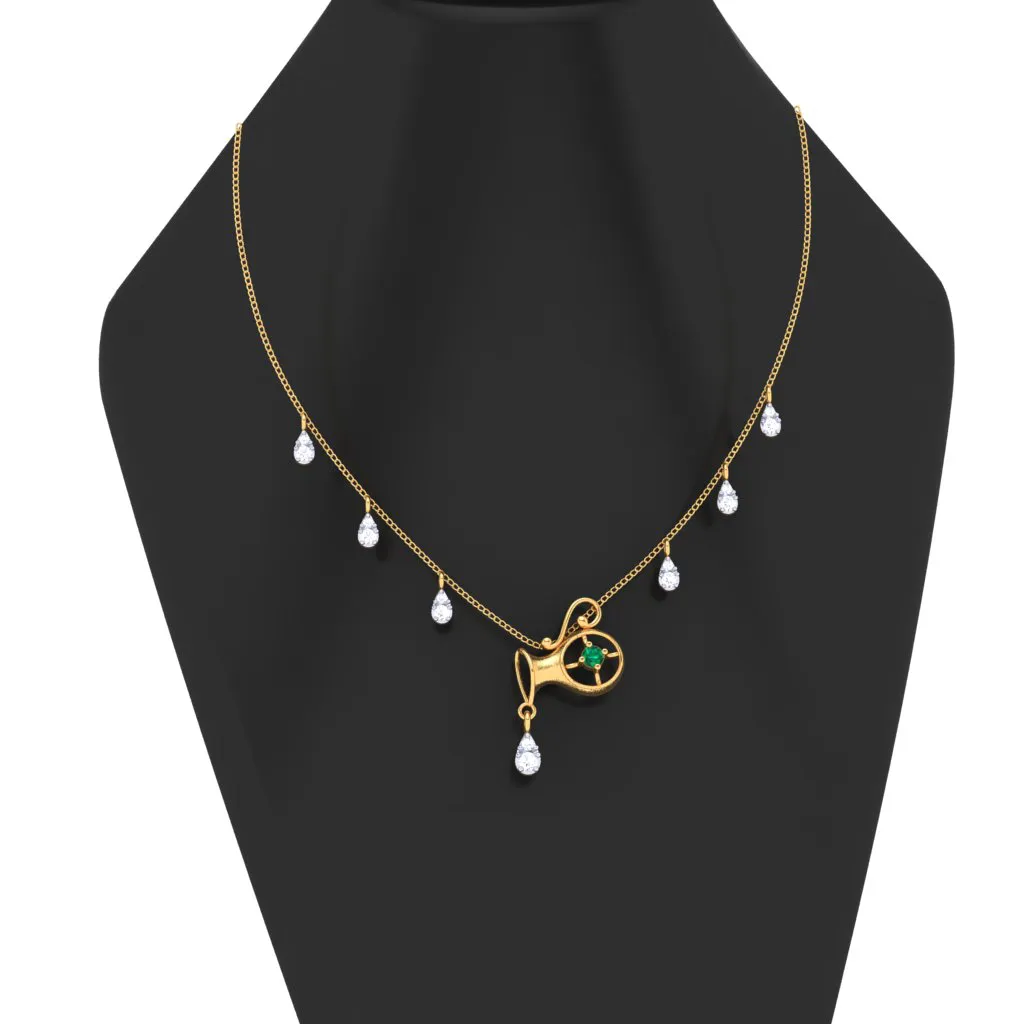 Unique Aquarius Themed 18k Gold And Diamond Necklace From Pc Chandra Online Exclusive Collection