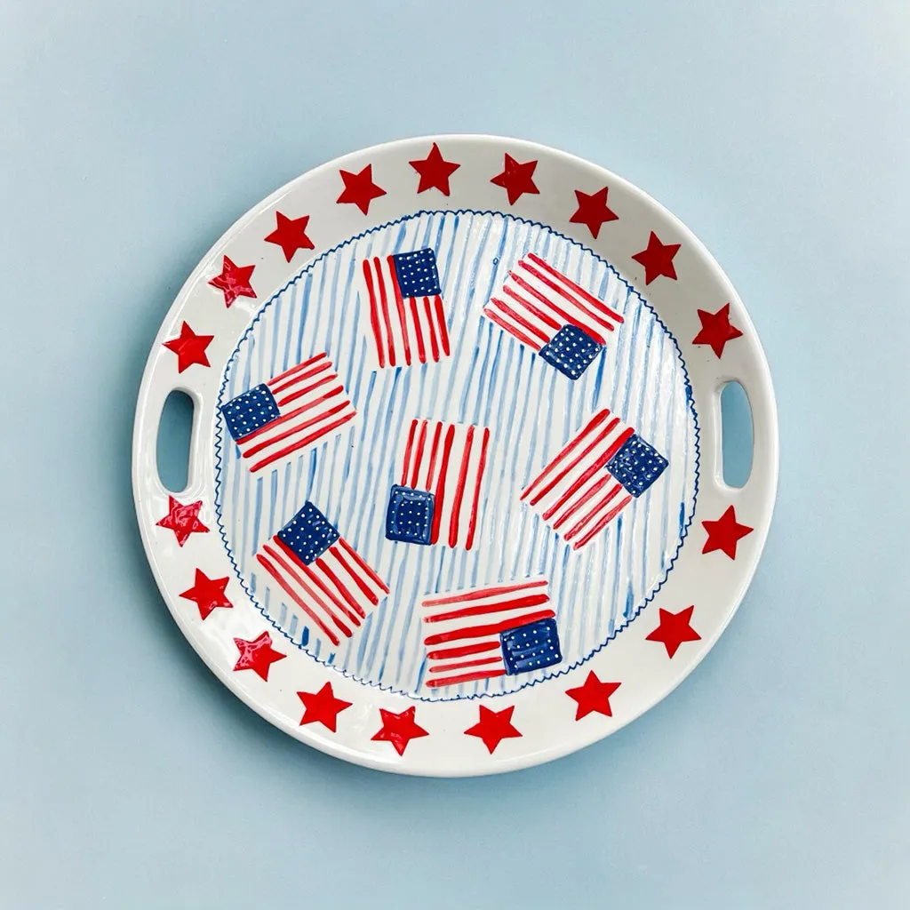 US Flag Platter Tray