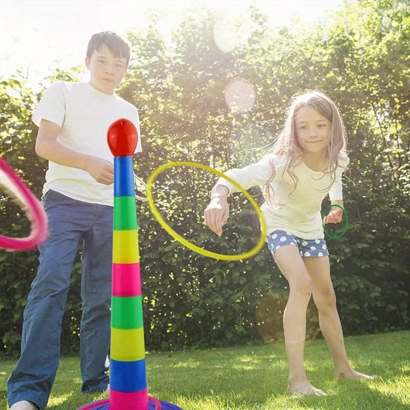 Vibrant Plastic Ring Toss Game Set  Fun Outdoor Entertainment