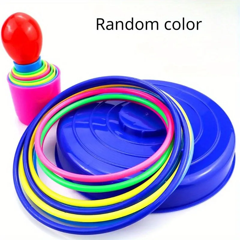 Vibrant Plastic Ring Toss Game Set  Fun Outdoor Entertainment