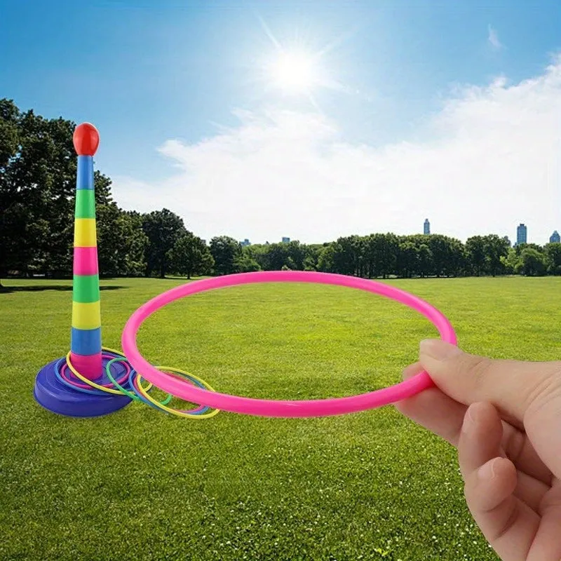 Vibrant Plastic Ring Toss Game Set  Fun Outdoor Entertainment