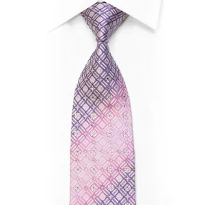 Vito Rufolo Silk Necktie Mauve geometric On Pink With Crystals & Sparkles