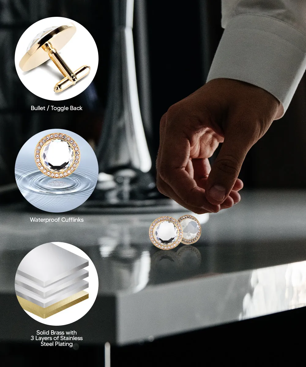 Vittorio Vico Discus Crystal Colorstone Bling Cufflinks: CL11XX Series