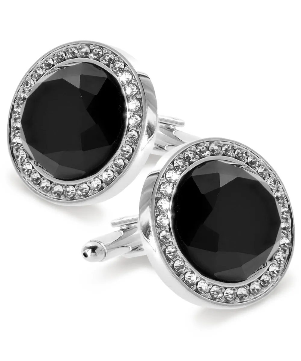 Vittorio Vico Discus Crystal Colorstone Bling Cufflinks: CL11XX Series