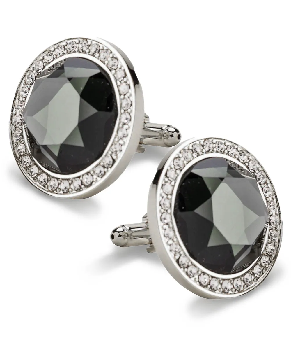 Vittorio Vico Discus Crystal Colorstone Bling Cufflinks: CL11XX Series