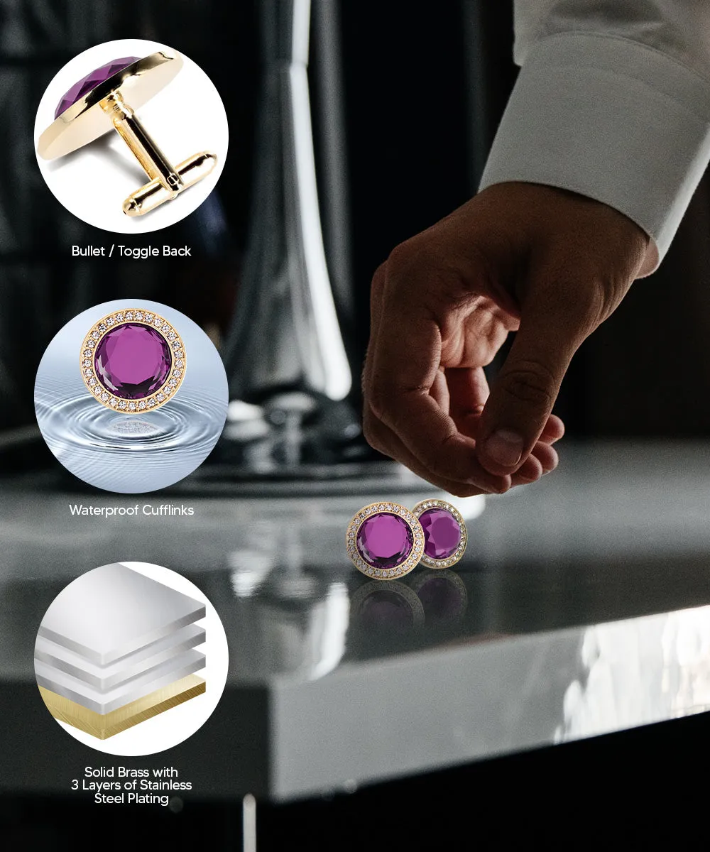 Vittorio Vico Discus Crystal Colorstone Bling Cufflinks: CL11XX Series