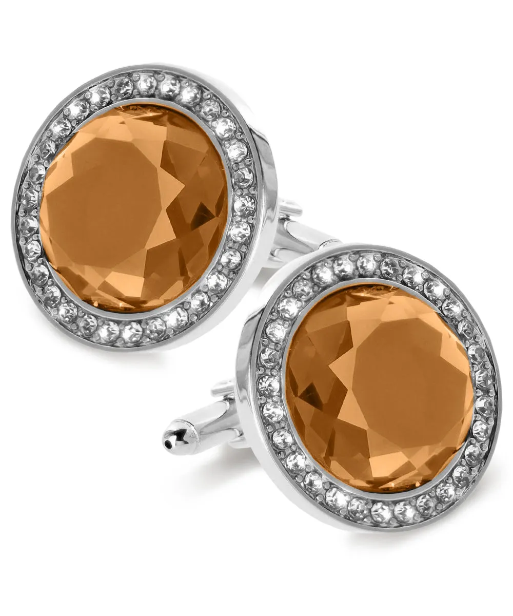 Vittorio Vico Discus Crystal Colorstone Bling Cufflinks: CL11XX Series