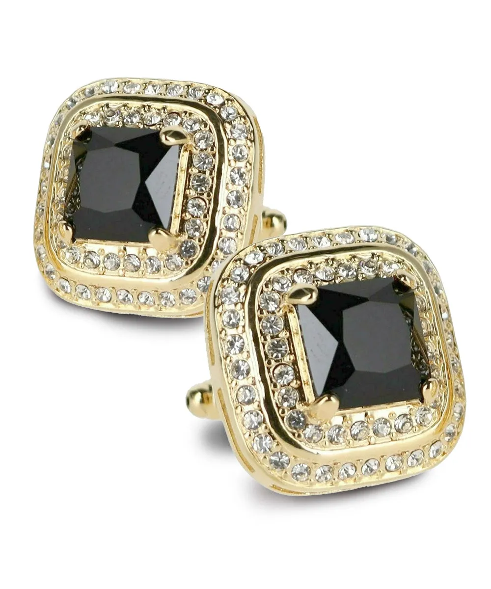 Vittorio Vico Men's Large Square Colorstone Crystal Double Diamond Set Cufflinks: CL75XX Series