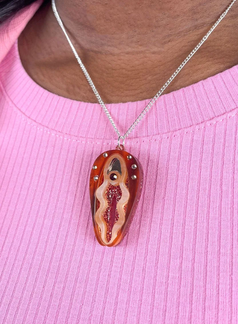 Vulva Necklace - Brown