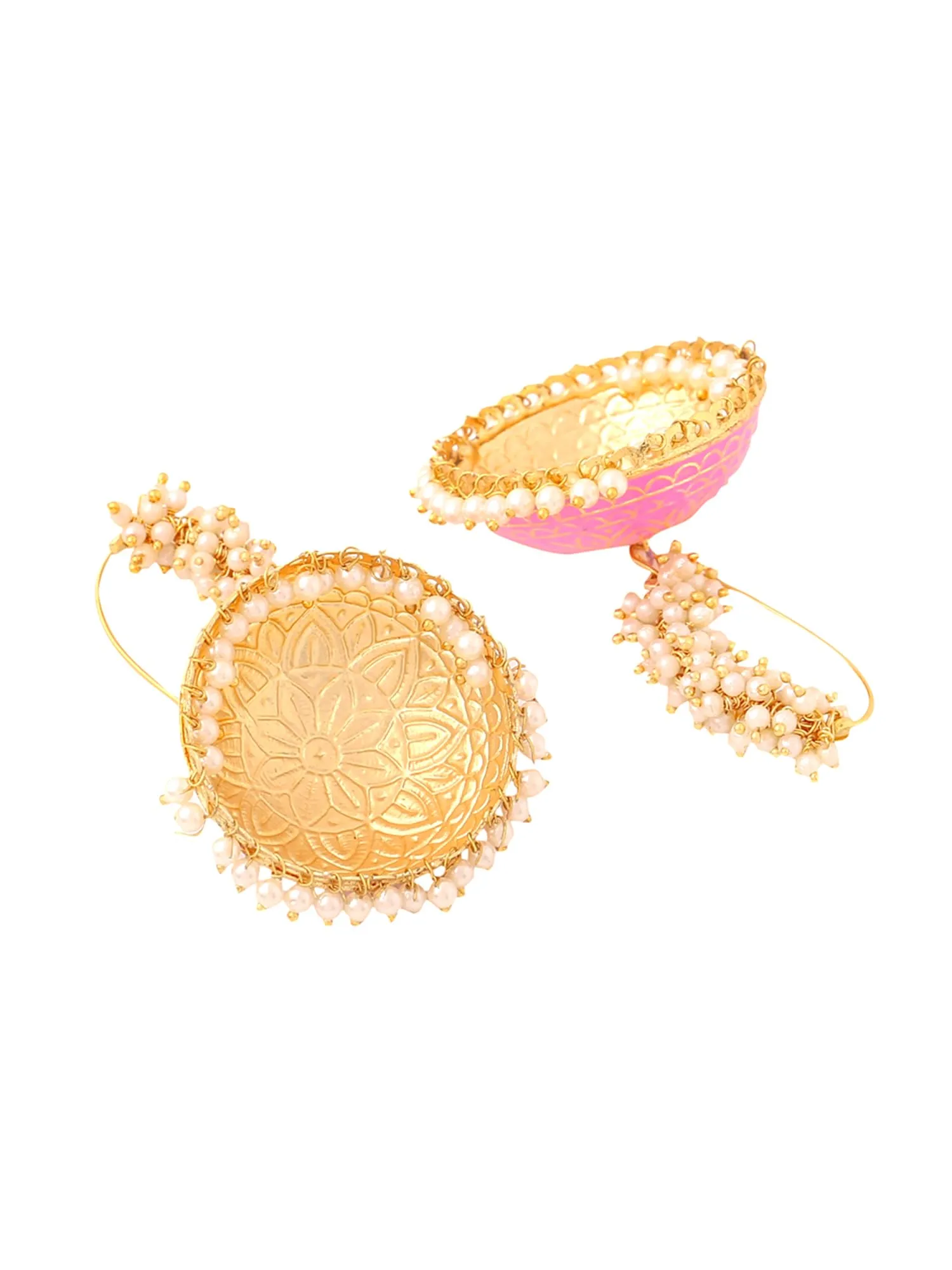 Yellow Chimes Meenakari Jhumka Earrings Handcrafted Gold toned Traditional Multicolor Jhumka/Jhumki Earrings for Women and Girls (Pink Big Jhumka)